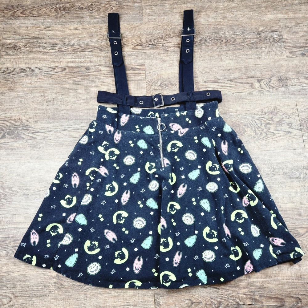 Disney Nightmare Before Christmas Suspender Skirt Lock Shock Barrel Black LG